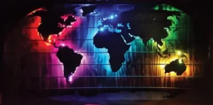 تابلو نقشه جهان چراغ دار