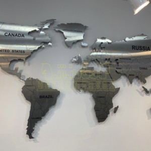 تابلو نقشه جهان استیل با نام کشورها تابلو نقشه جهان استیل