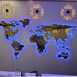 تابلو نقش جهان ترکیبی با ساعت تابلو نقش جهان ترکیبی با ساعت
