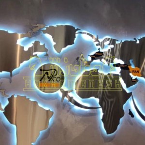 تابلو نقش جهان نقره ای با نور آبی تابلو نقش جهان نقره ای با نور آبی