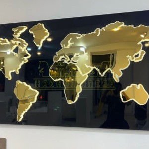 تابلو نقش جهان طلایی با بک گراند مشکی تابلو نقش جهان طلایی با بک گراند مشکی